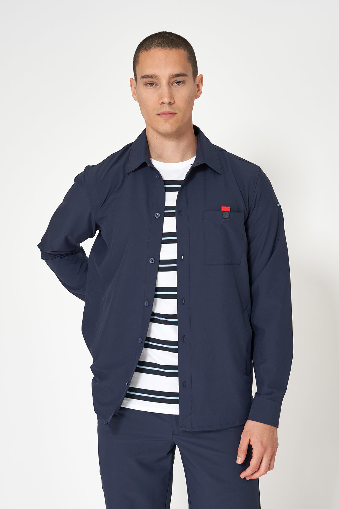 Lightweight technical fabric overshirt jacket