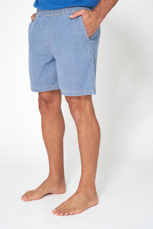 Bermuda de algodón denim con rayas