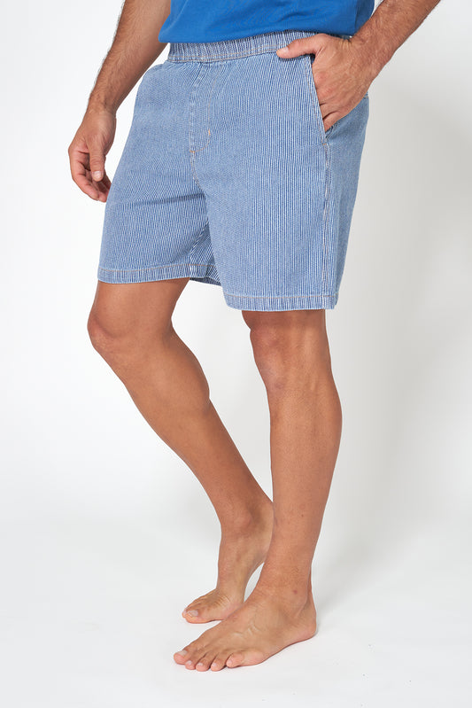 Bermuda de algodón denim con rayas