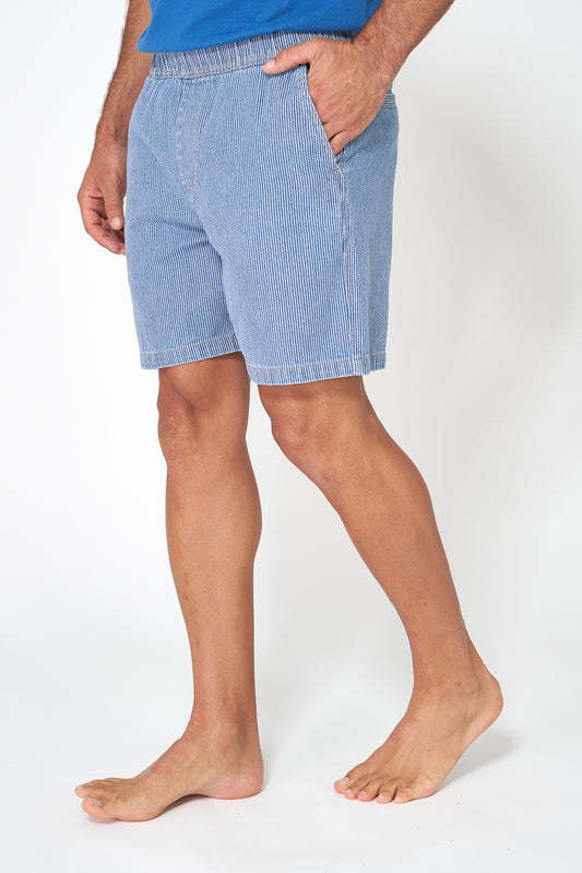 Bermuda de algodón denim con rayas