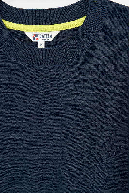 Jersey de punto fino de algodón con ancla bordada
