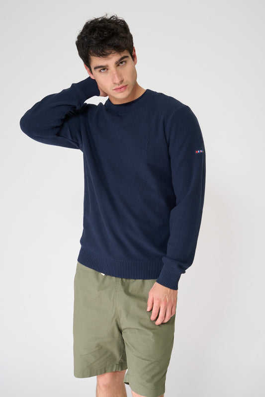 Jersey de punto fino de algodón con ancla bordada