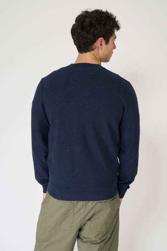 Jersey de punto fino de algodón con ancla bordada