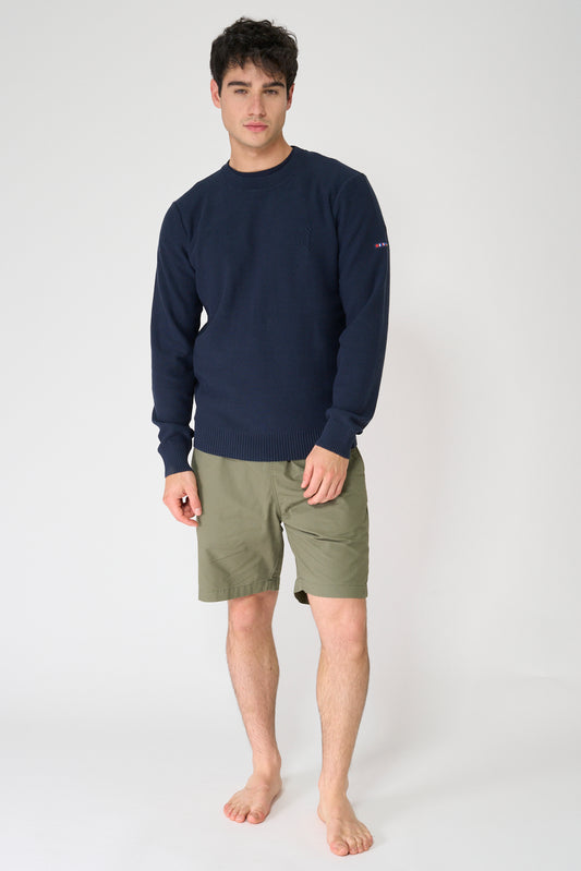 Jersey de punto fino de algodón con ancla bordada