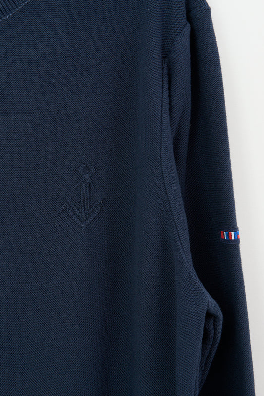 Jersey de punto fino de algodón con ancla bordada