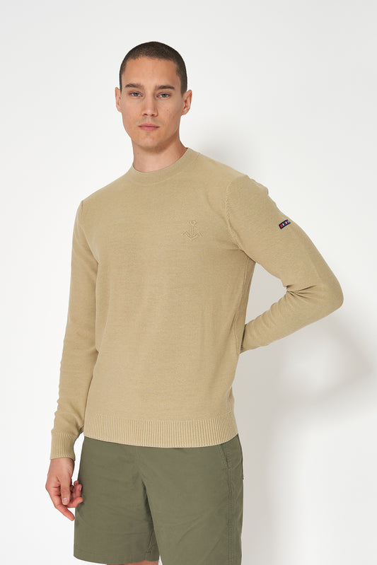 Jersey de punto fino de algodón con ancla bordada