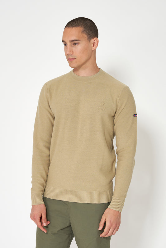 Jersey de punto fino de algodón con ancla bordada