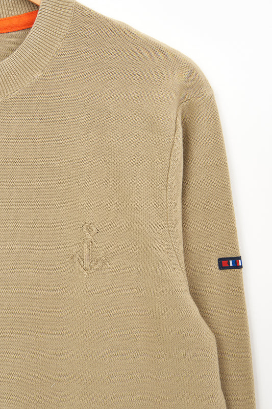 Jersey de punto fino de algodón con ancla bordada