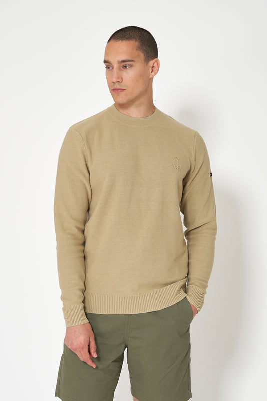 Jersey de punto fino de algodón con ancla bordada