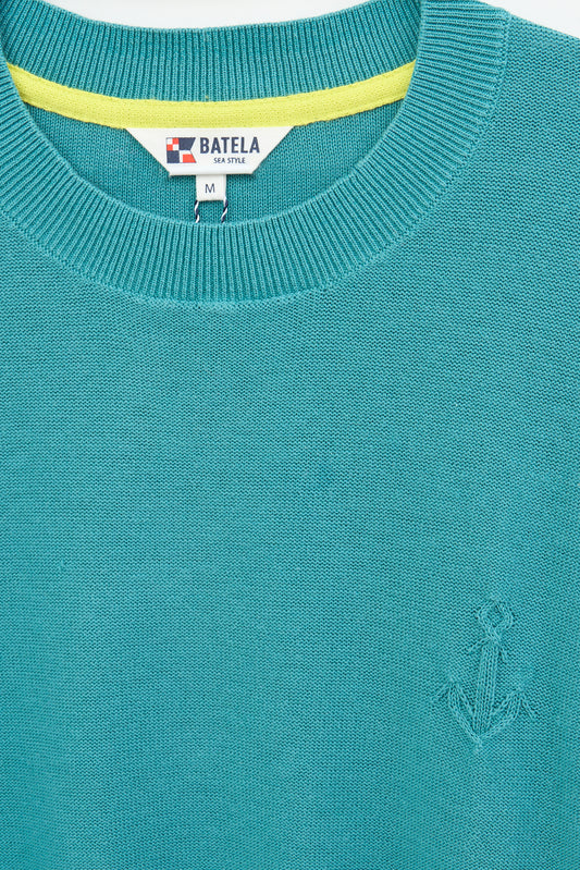 Jersey de punto fino de algodón con ancla bordada