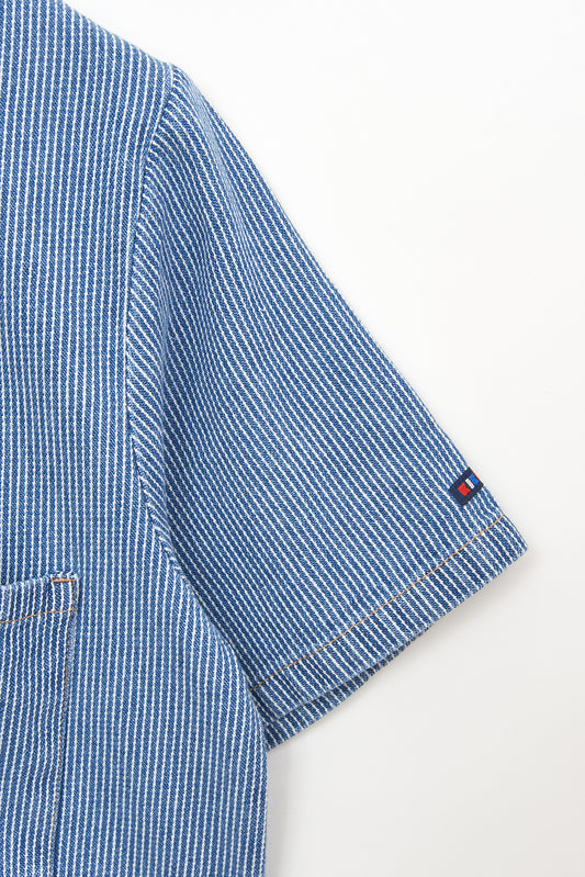 Vestido camisero denim con rayas