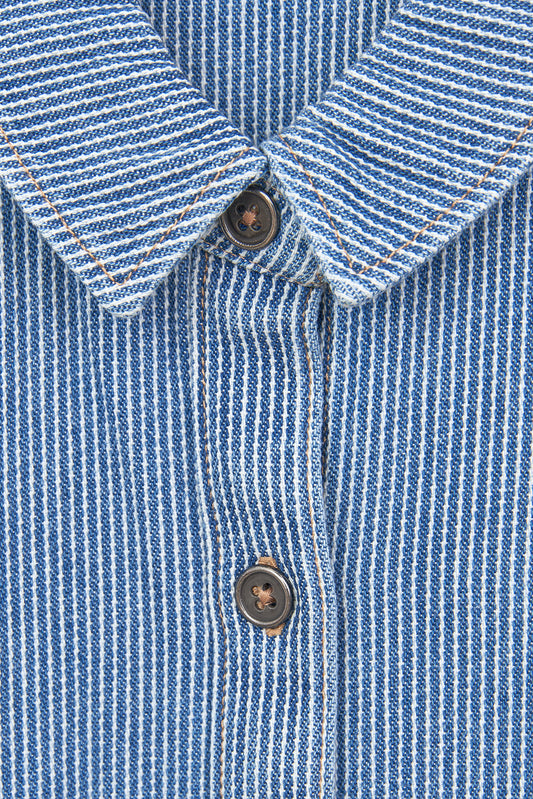 Vestido camisero denim con rayas