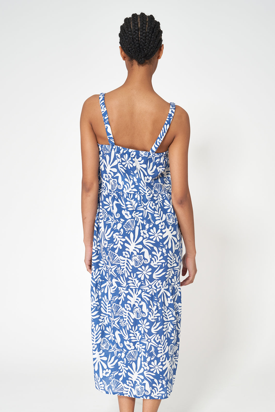 Robe midi à bretelles imprimée