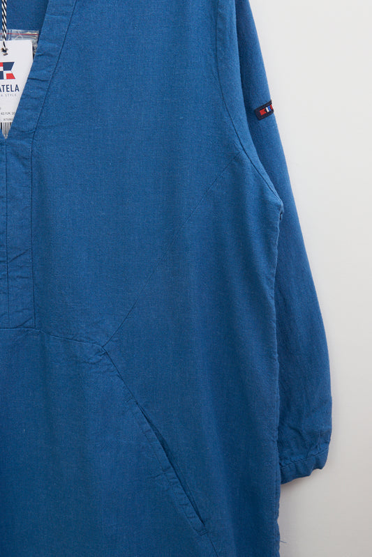 Vestido corto de lino con manga tres cuartos