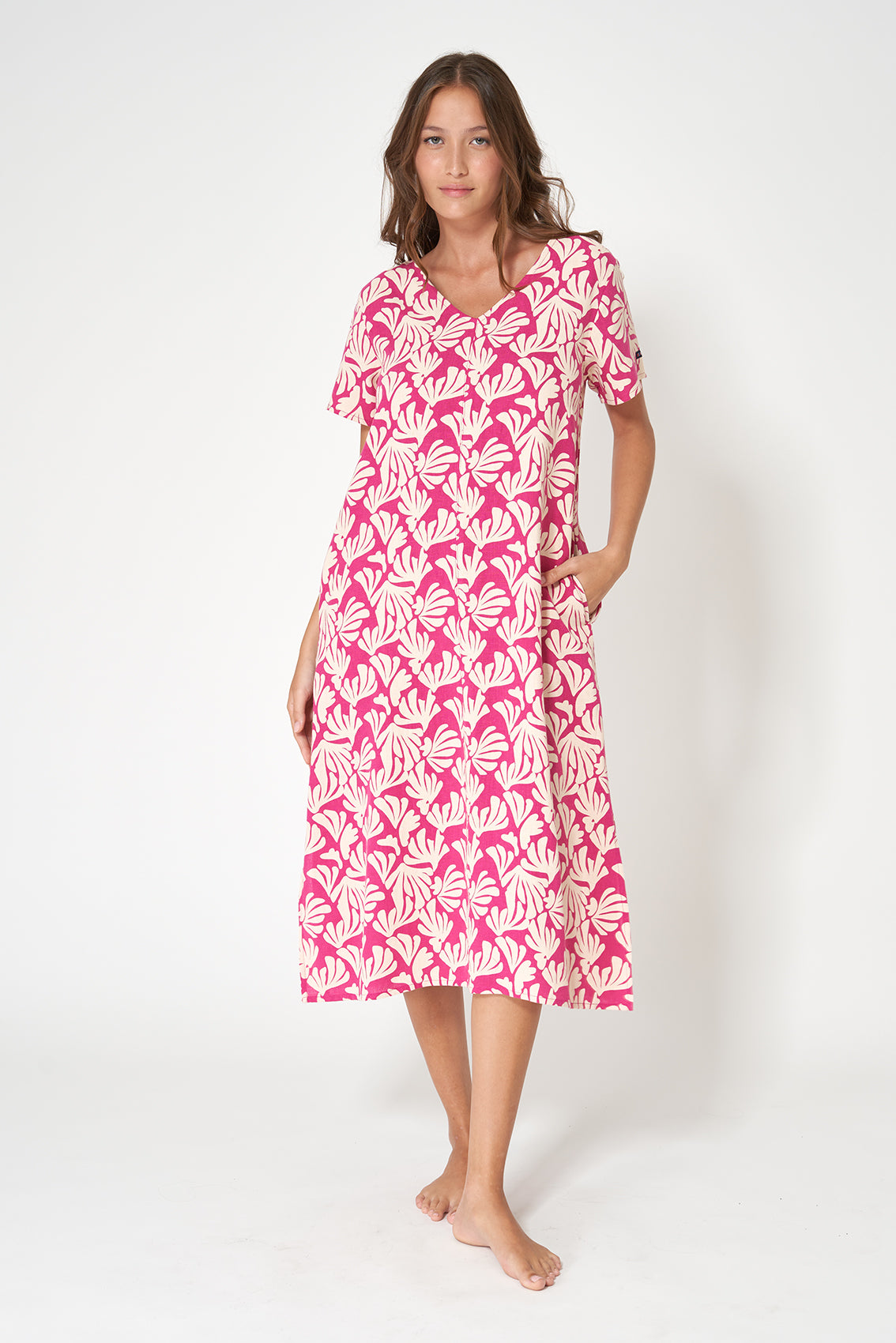 Linen midi dress with a straight cut