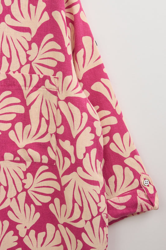 Blusa cuello redondo en lino y lyocell