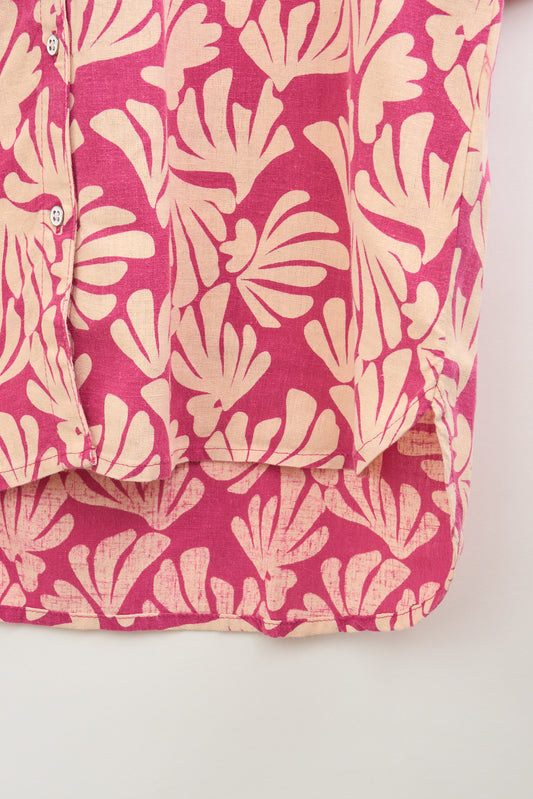 Blusa cuello redondo en lino y lyocell