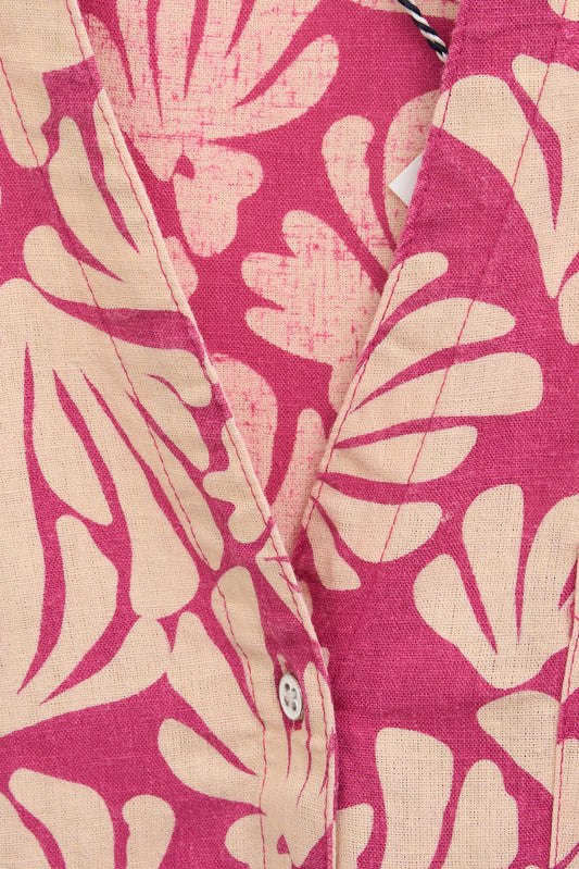 Blusa cuello redondo en lino y lyocell