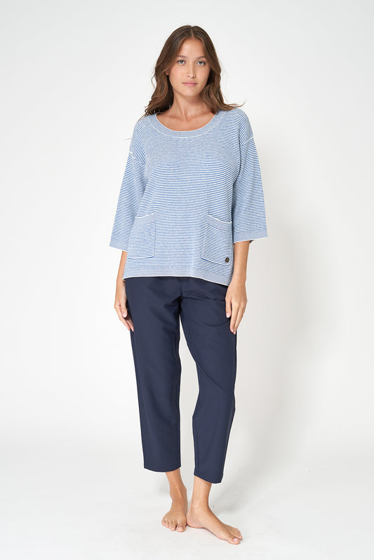 Jersey de punto a rayas y bolsillos