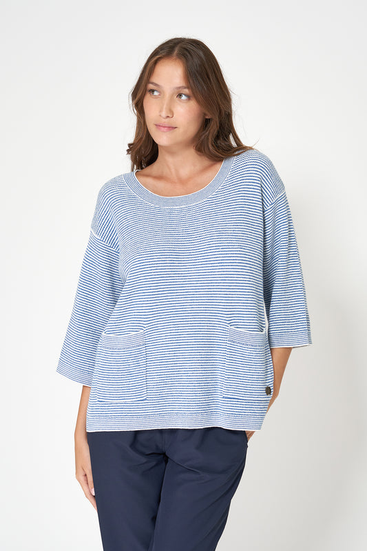 Jersey de punto a rayas y bolsillos