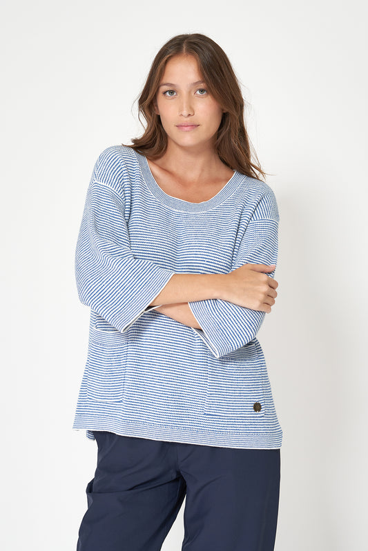 Jersey de punto a rayas y bolsillos