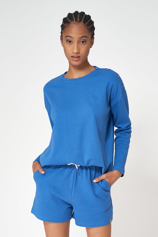 Camiseta algodón acanalado y botones en los hombros