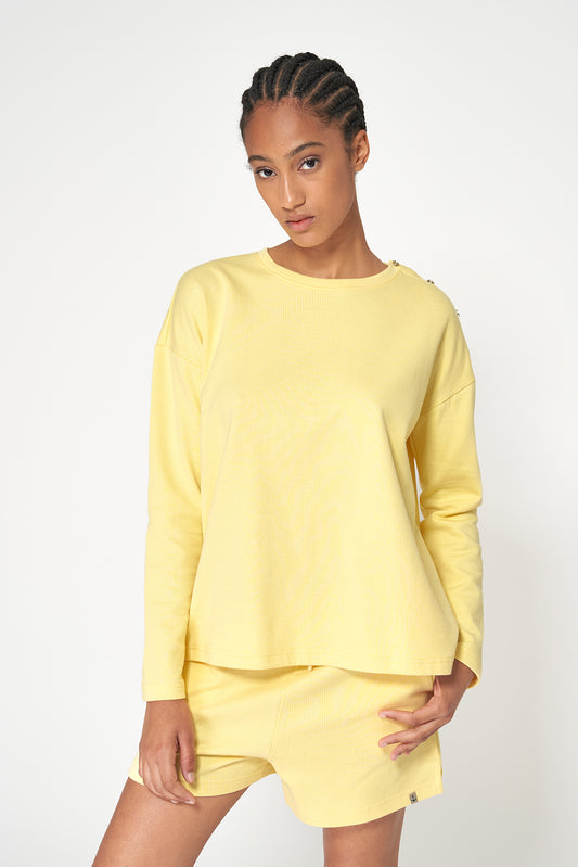 Camiseta algodón acanalado y botones en los hombros