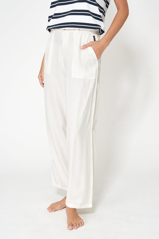 Pantalón recto cropped de sarga de viscosa Ecovero