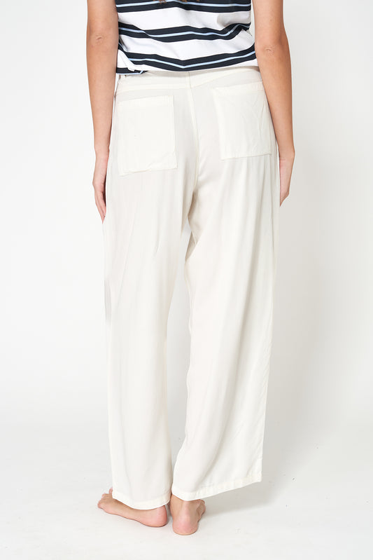 Pantalón recto cropped de sarga de viscosa Ecovero