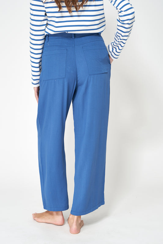 Pantalón recto cropped de sarga de viscosa Ecovero