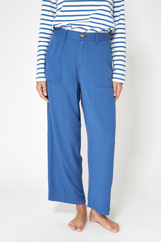 Pantalón recto cropped de sarga de viscosa Ecovero