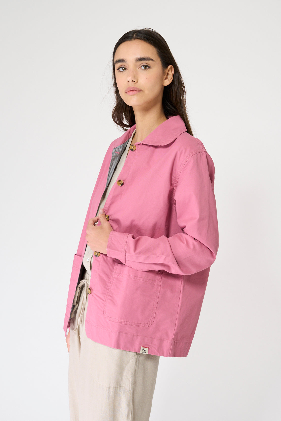 Chaqueta tipo sobrecamisa en algodón elástico