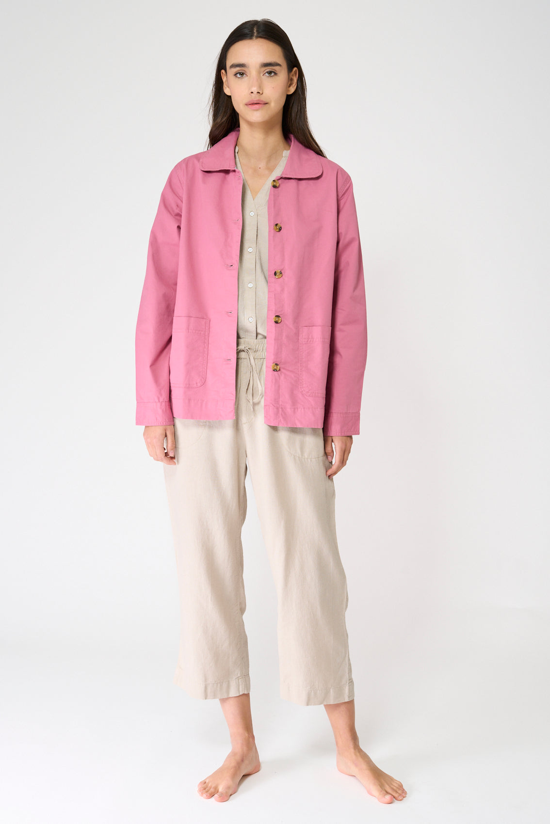 Chaqueta tipo sobrecamisa en algodón elástico