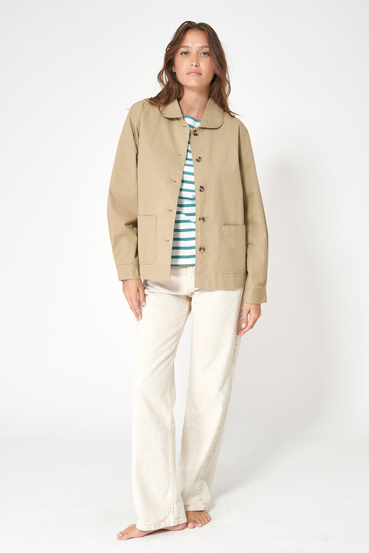 Chaqueta tipo sobrecamisa en algodón elástico