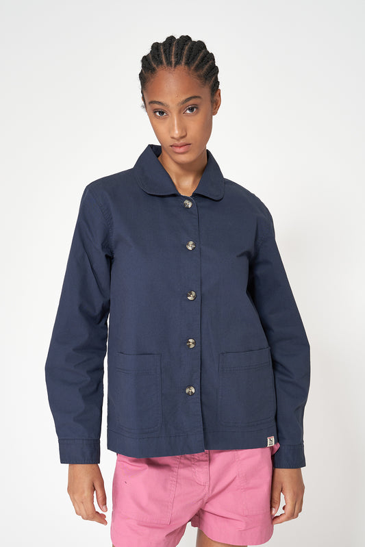 Chaqueta tipo sobrecamisa en algodón elástico