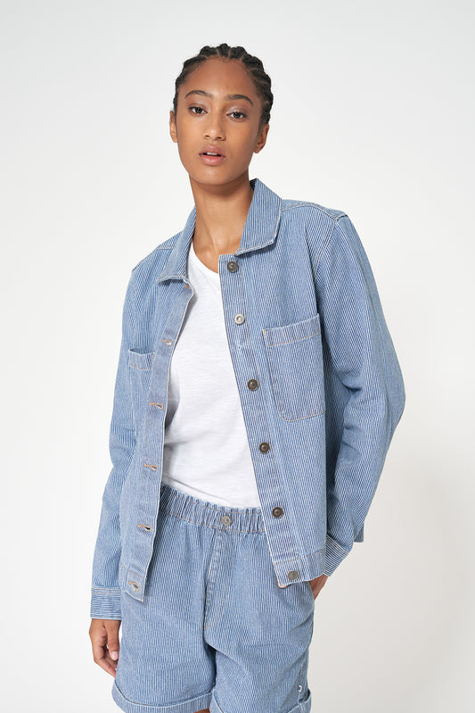 Striped denim jacket