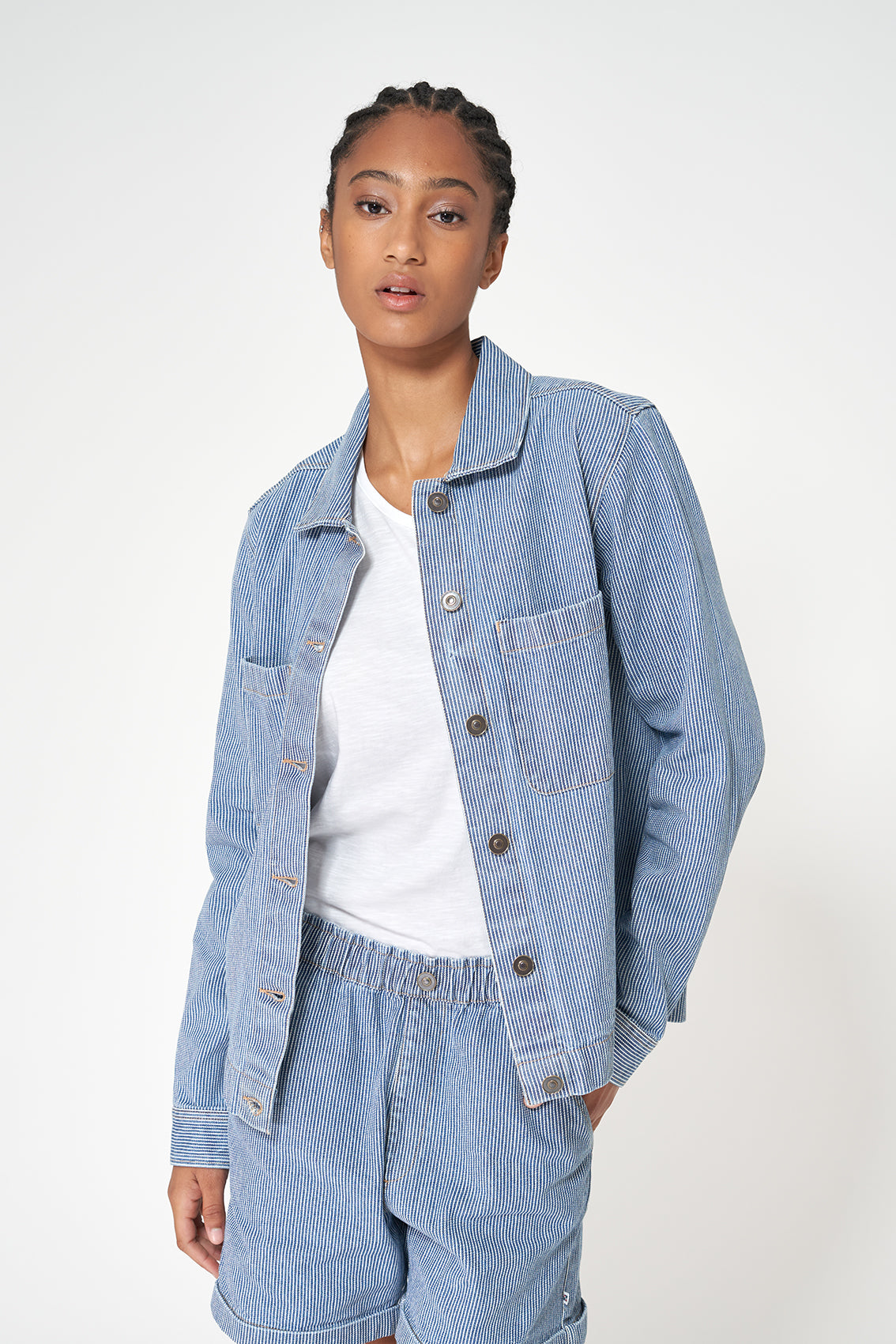 Striped denim jacket