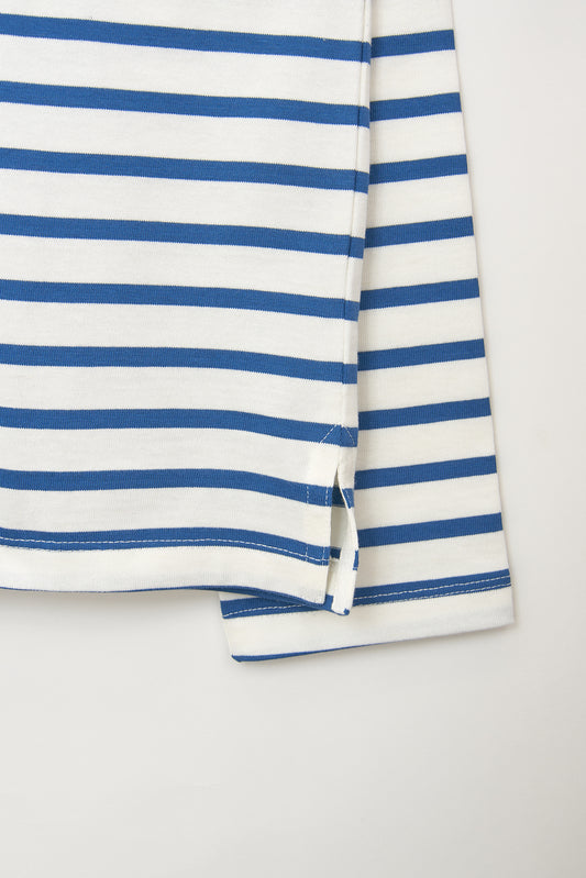 Camiseta algodón premium a rayas y cuello camisero