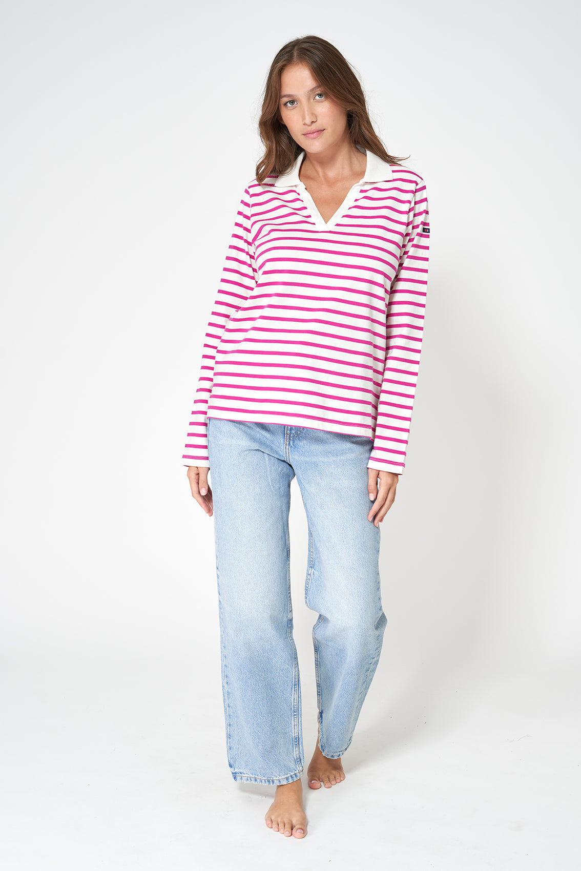 Premium striped cotton shirt with collar