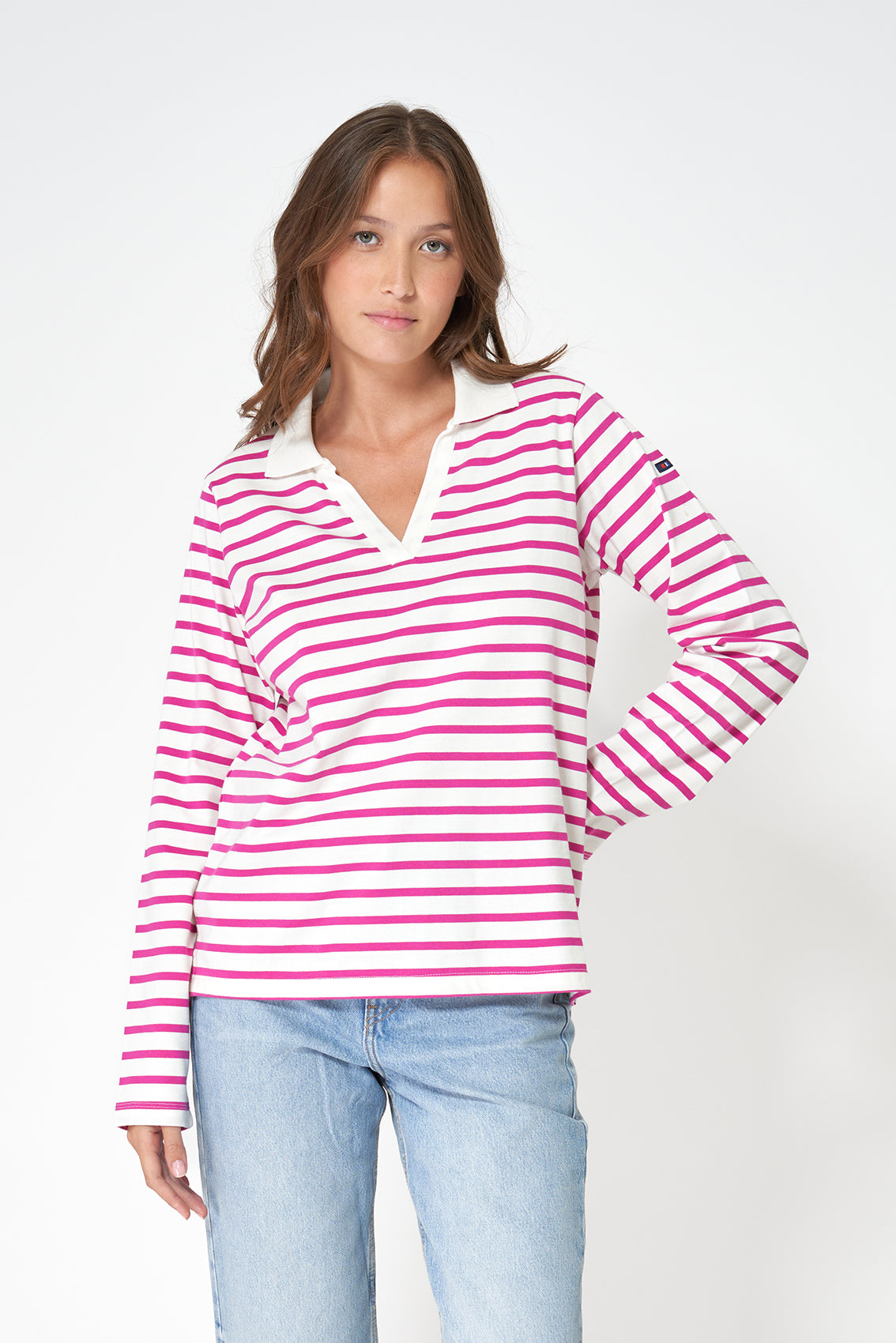 Premium striped cotton shirt with collar