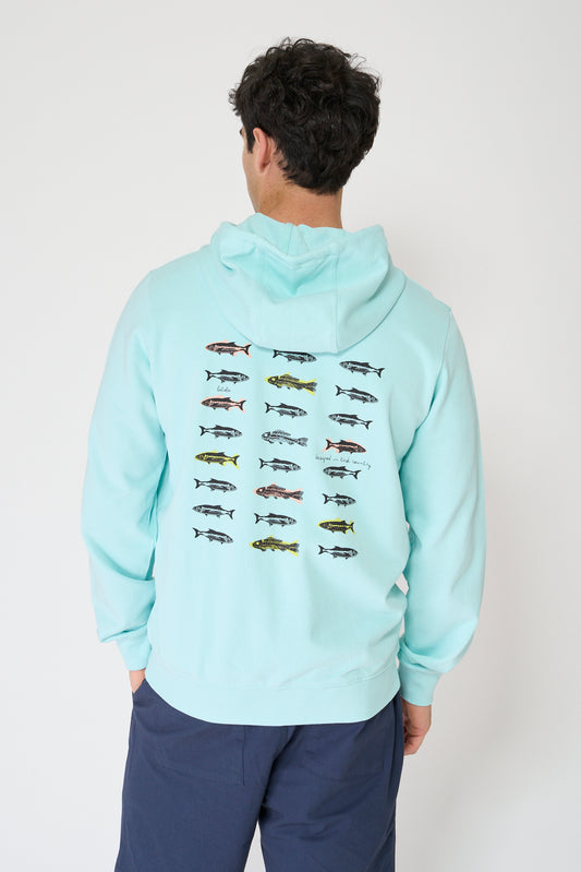 Sudadera con capucha y estampado peces algodón Terry