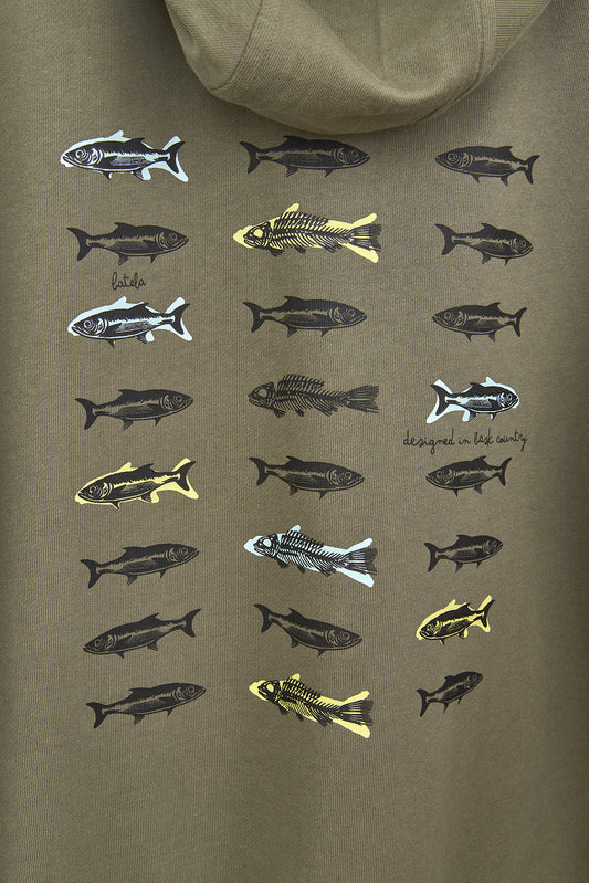 Sudadera con capucha y estampado peces algodón Terry