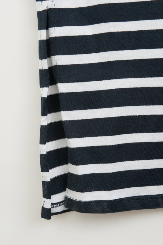 Vestido camiseta largo a rayas con escote en V