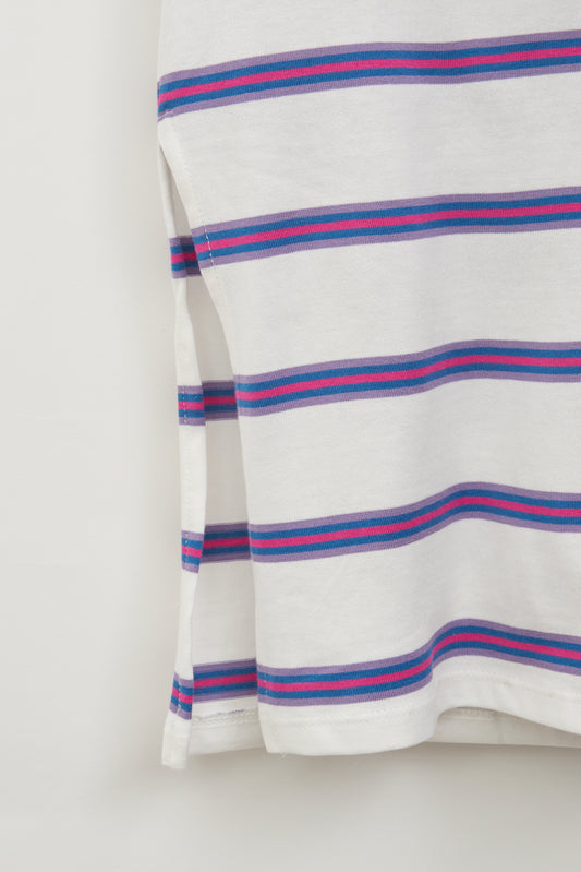 Vestido camiseta largo a rayas con escote en V