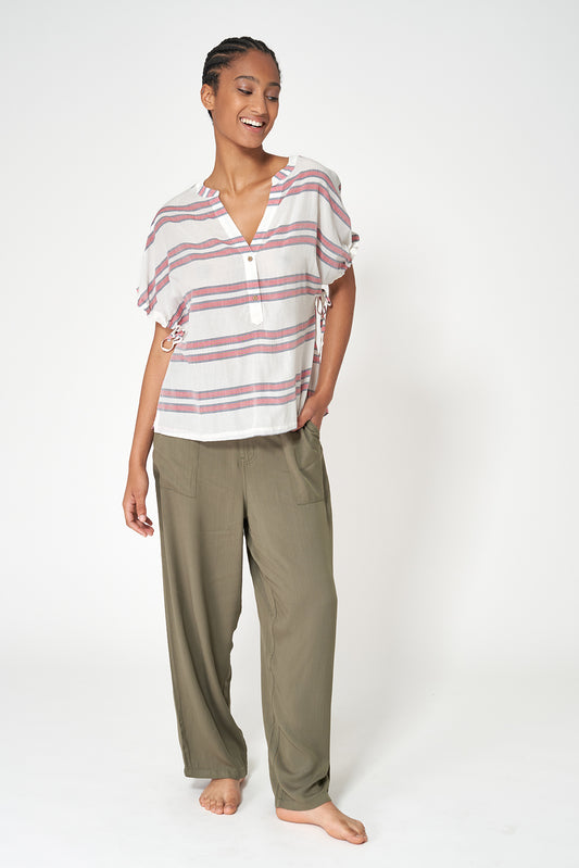 Blusa de mujer en mezcla de viscosa y algodón