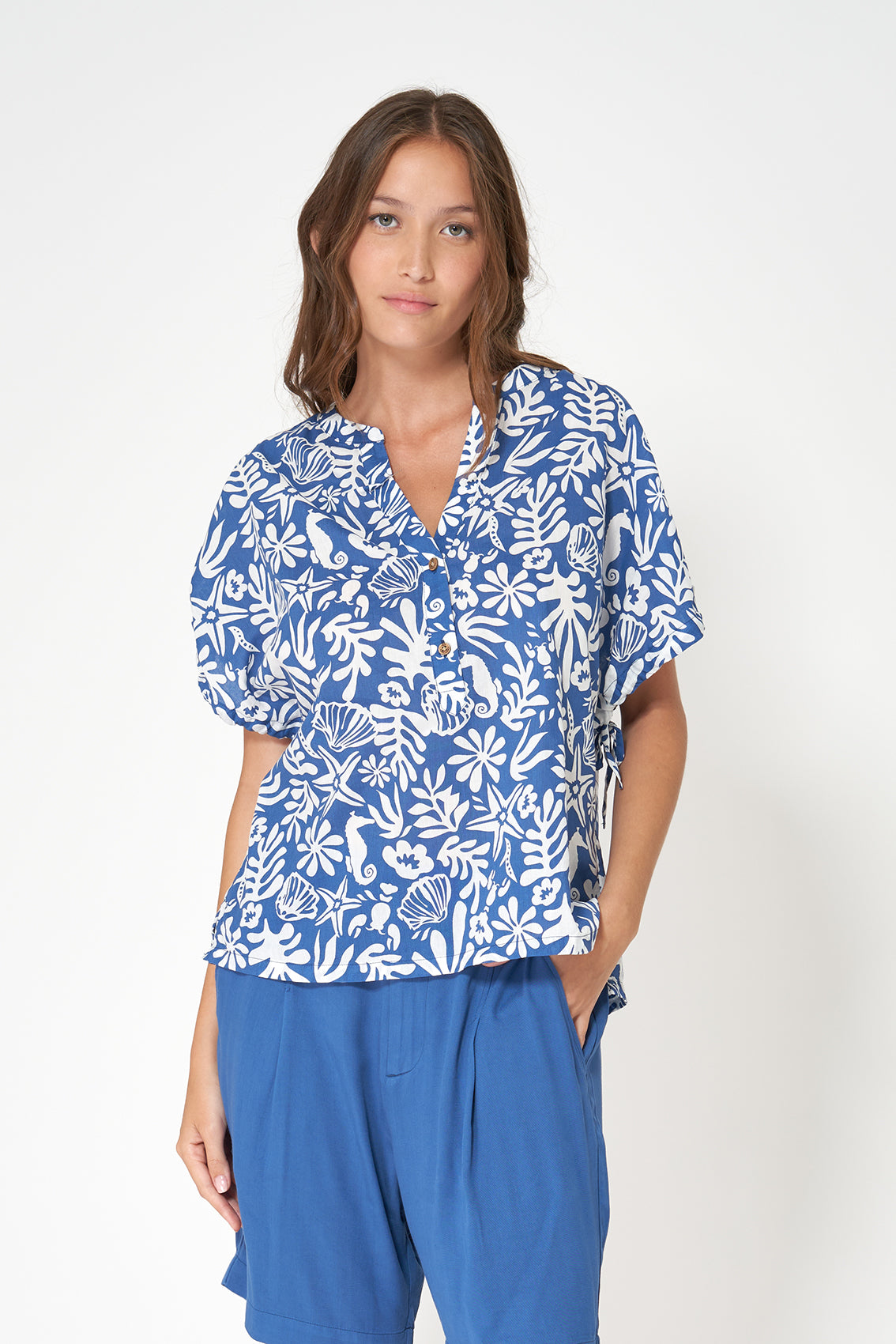 Chemisier femme en mélange de viscose et de coton