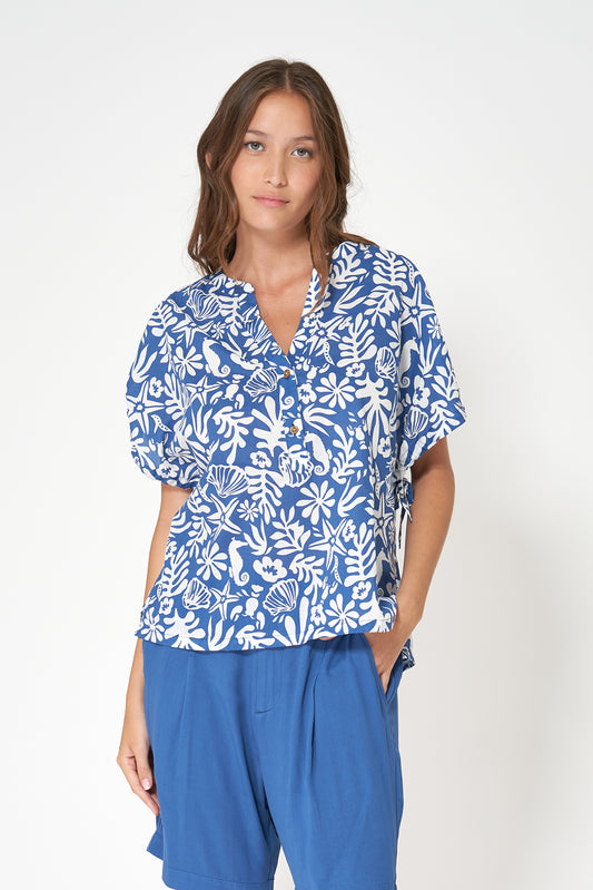 Blusa de mujer en mezcla de viscosa y algodón