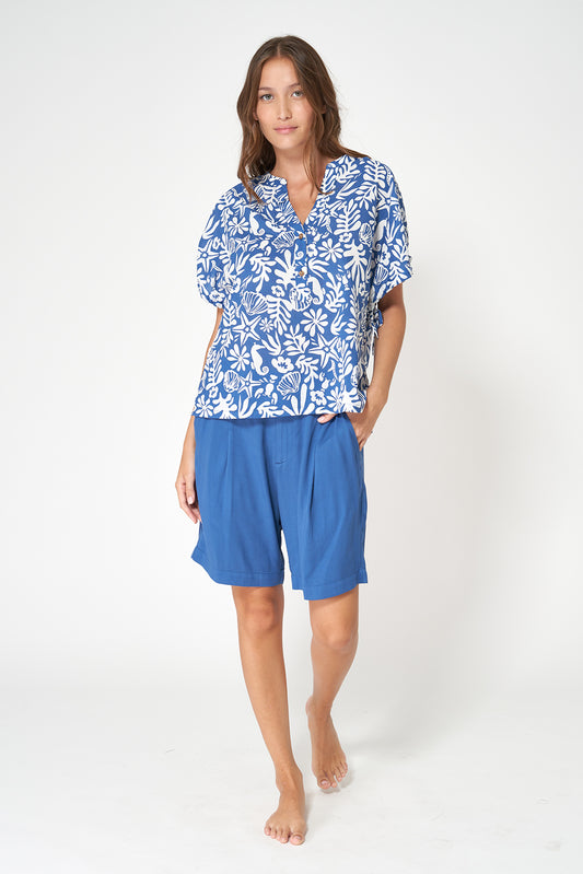 Blusa de mujer en mezcla de viscosa y algodón