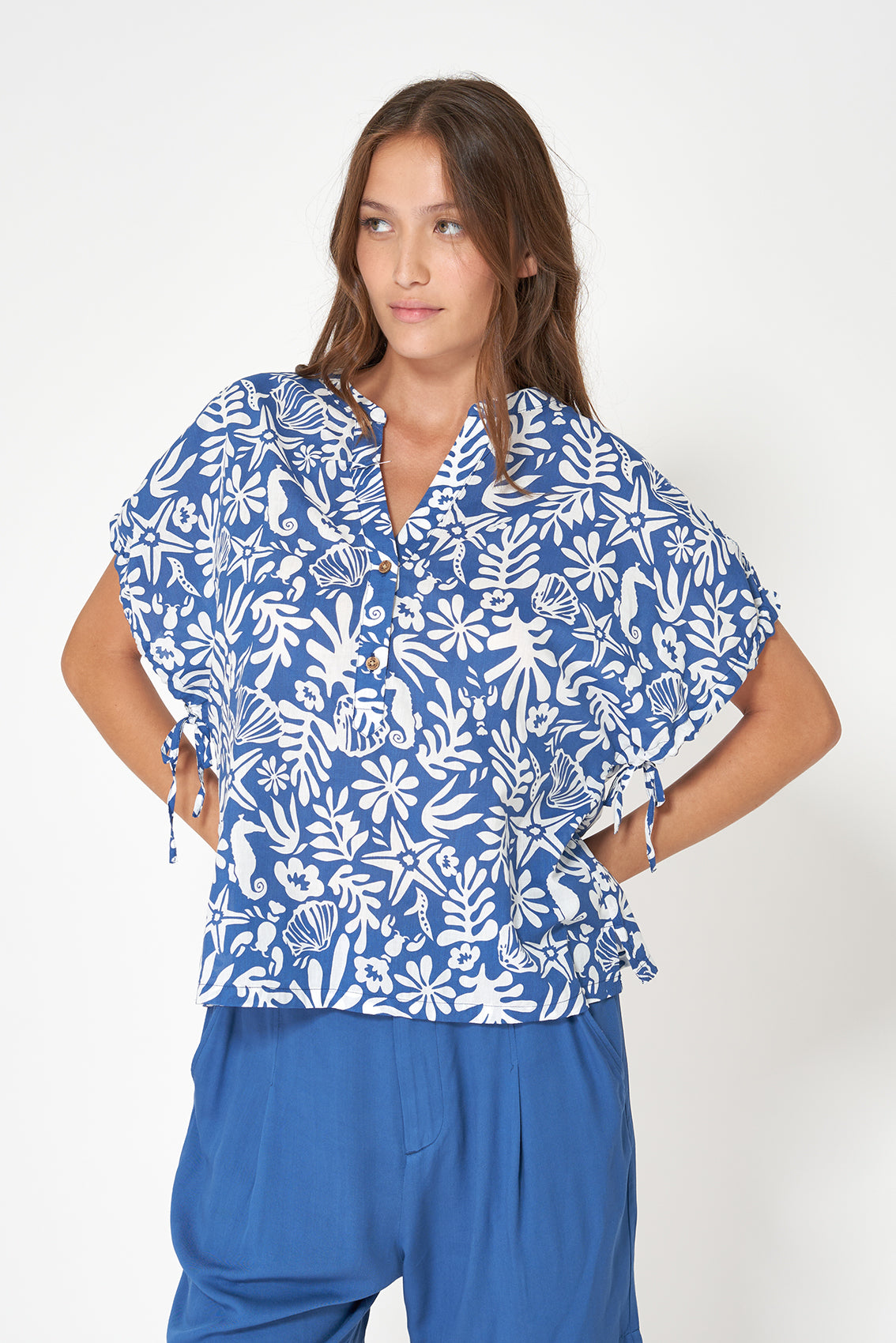 Chemisier femme en mélange de viscose et de coton