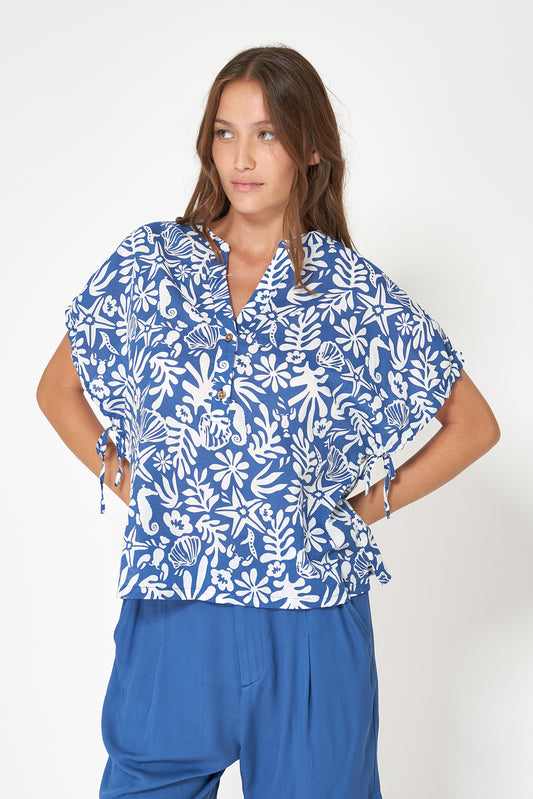 Blusa de mujer en mezcla de viscosa y algodón